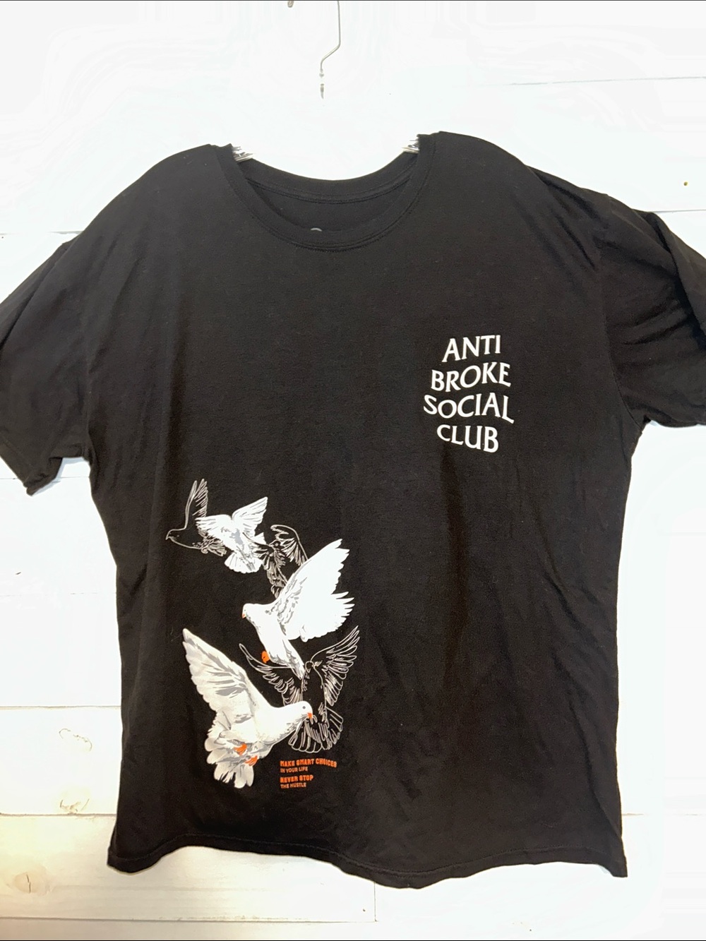 Black Short Sleeve Graphic Tee with Doves